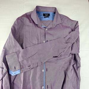 Original Penguin Men’s 16 34/35 Slim Fit Long Sleeve Purple Diamond Button Down